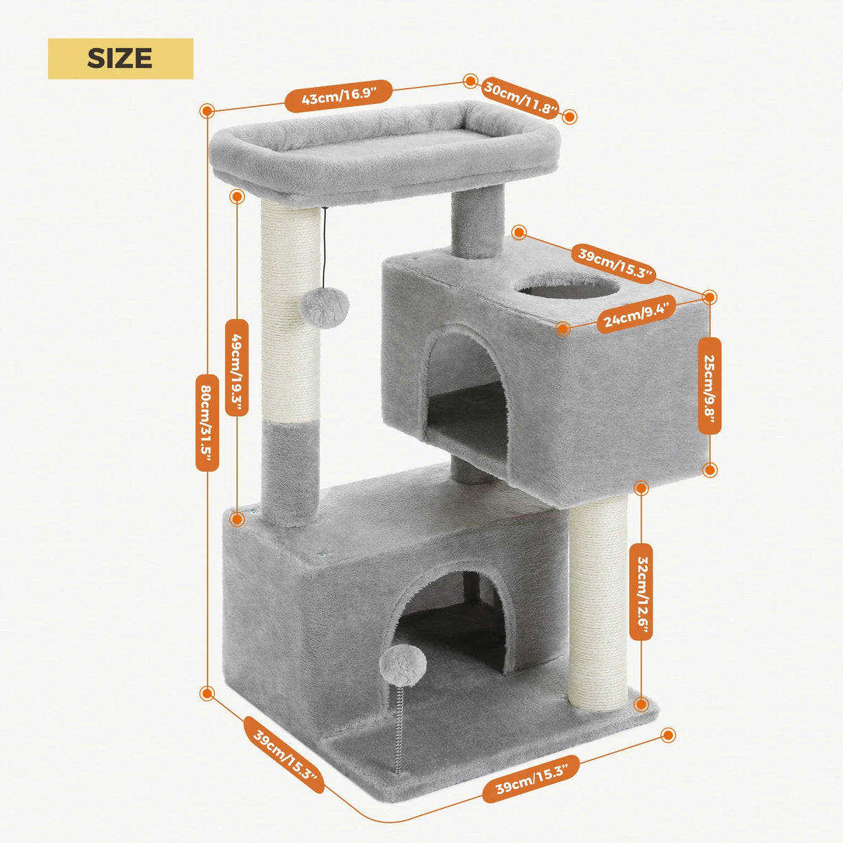 Large Cat Tree with Condos & Scratching Posts