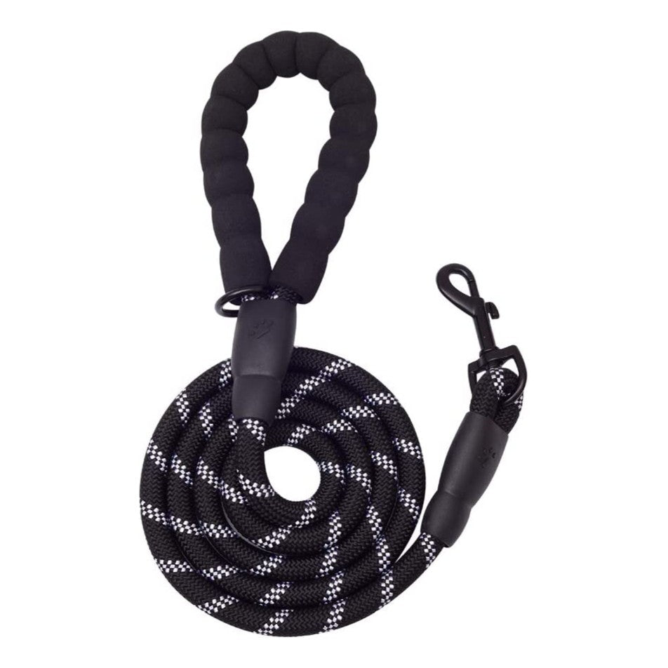 5 FT Thick Highly Reflective Dog Leash- Black