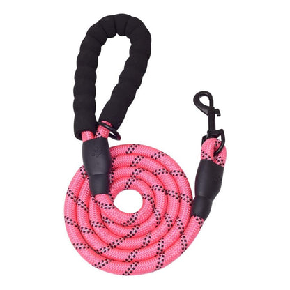 5 FT Thick Highly Reflective Dog Leash-Pink