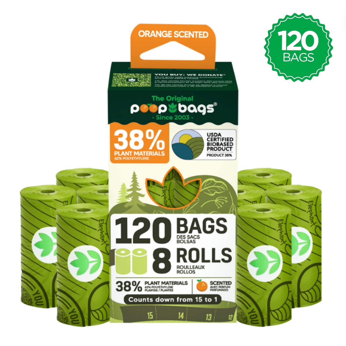 Countdown Rolls® Orange Scented Leash Roll Poop Bags