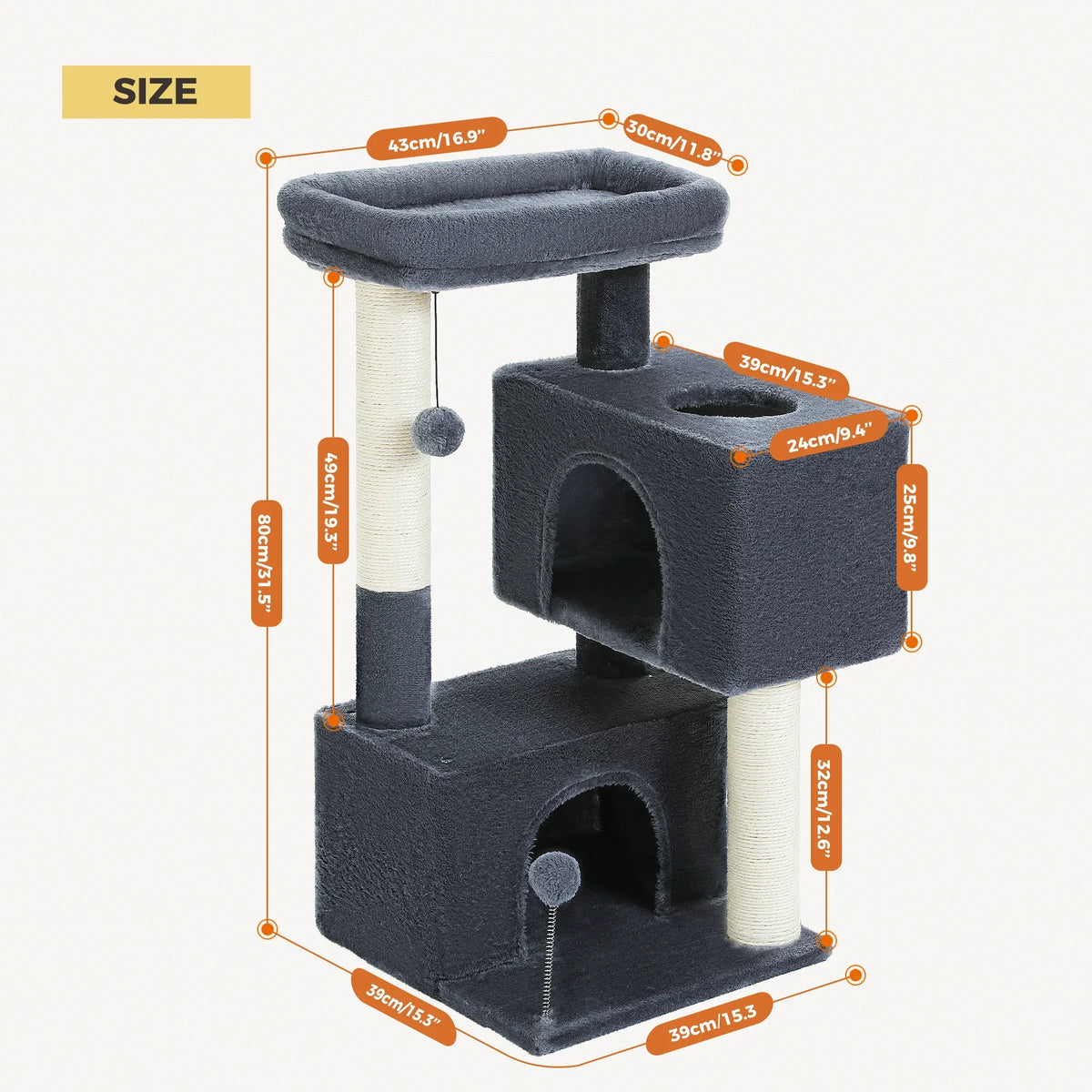 Large Cat Tree with Condos & Scratching Posts