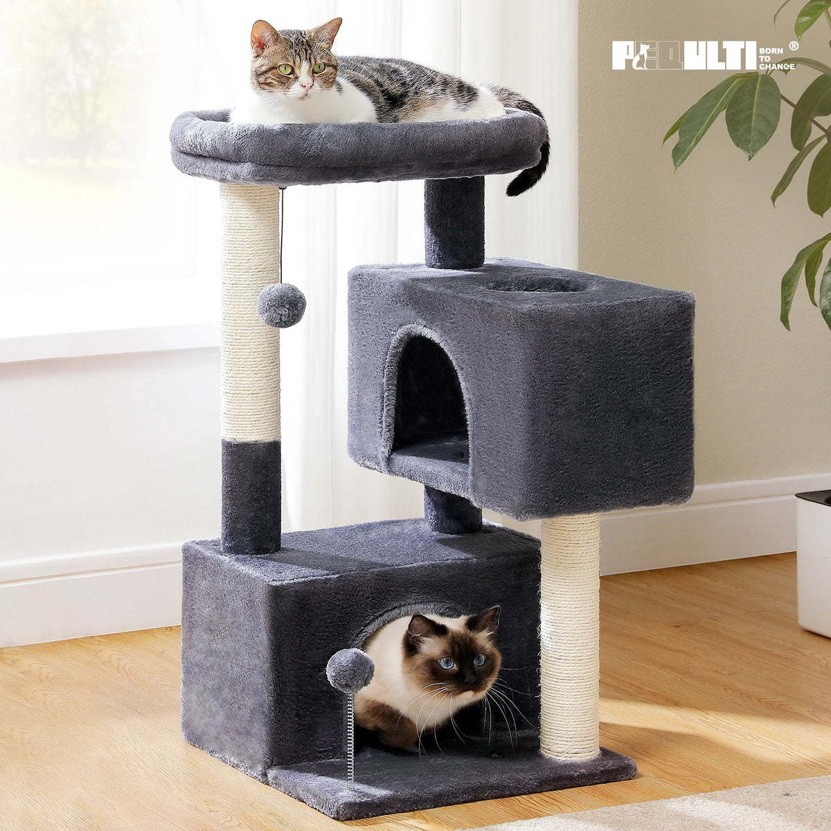 Large Cat Tree with Condos & Scratching Posts